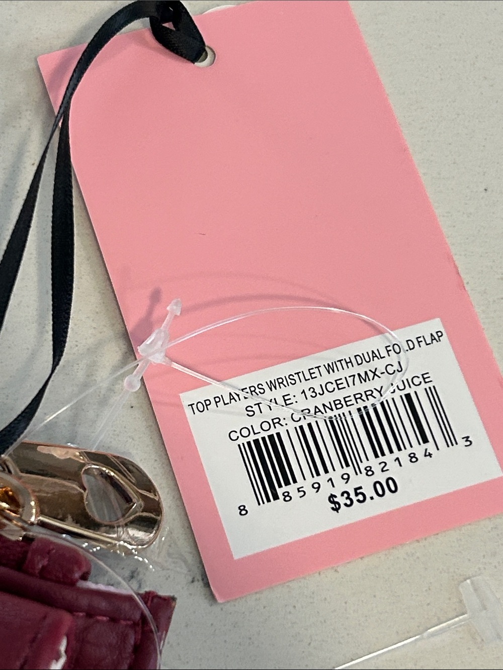 Juicy Couture Burgundy Wallet with Fuzzy Plush Charm with Juicy Tag - Picture 4 of 10
